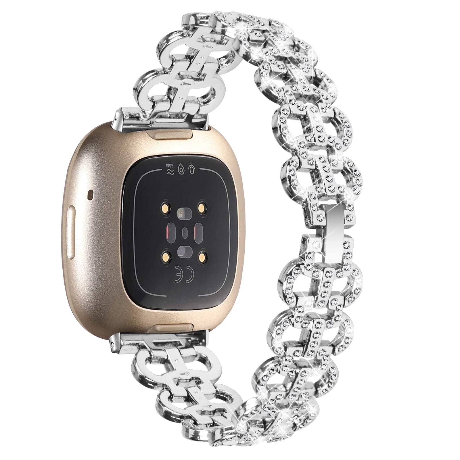 For Fitbit Versa 4 Sense 2 Rhinestones Decor Gourd Shape Wrist Band Zinc Alloy Watch Strap For Fitbit Versa 4 Sense 2 Rhinestones Decor Gourd Shape Wrist Band Zinc Alloy Watch Strap